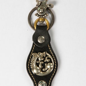 Leather Keychain with Clip and Key Ring