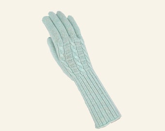 Intricate Patterned Knit Cashmere Gloves for Winter