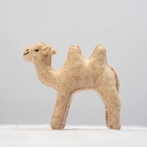 Handcrafted Two Hump Baby Camel Figurine made with Wool