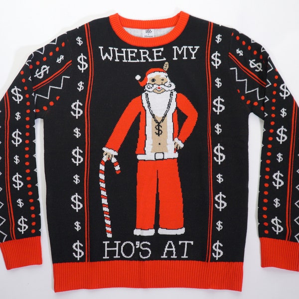 Ho's Ugly Christmas Sweater Sale- Santa’s Ho’s, Where My Ho's At Santa Ugly Sweater, Mens Womens