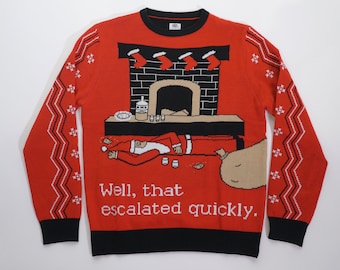 Ugly Christmas Sweater Sale, Drunk Santa Sweater, Mens Womens Ugly Sweater