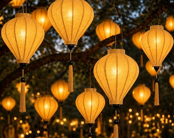 Hoi An zijden lantaarn, handgemaakte bamboe hanglantaarn, Vietnamese lantaarndecoratie