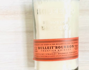 Bourbon candle Bulleit bourbon bottle old fashioned scent soy candle wood wick whiskey bourbon decor bourbon bar decor mancave unique candle