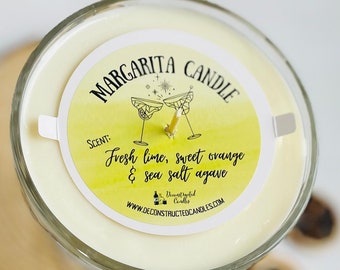 Margarita Glass Candle - Margarita Scented - Organic Soy Wax - Hemp Wick - Gift bag included