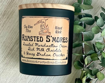 Świeca Roasted S'mores: 10 uncji wosku sojowego z knotem drewnianym