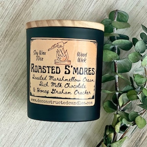 Roasted S'mores Candle: 10oz Soy Wax with Wood Wick