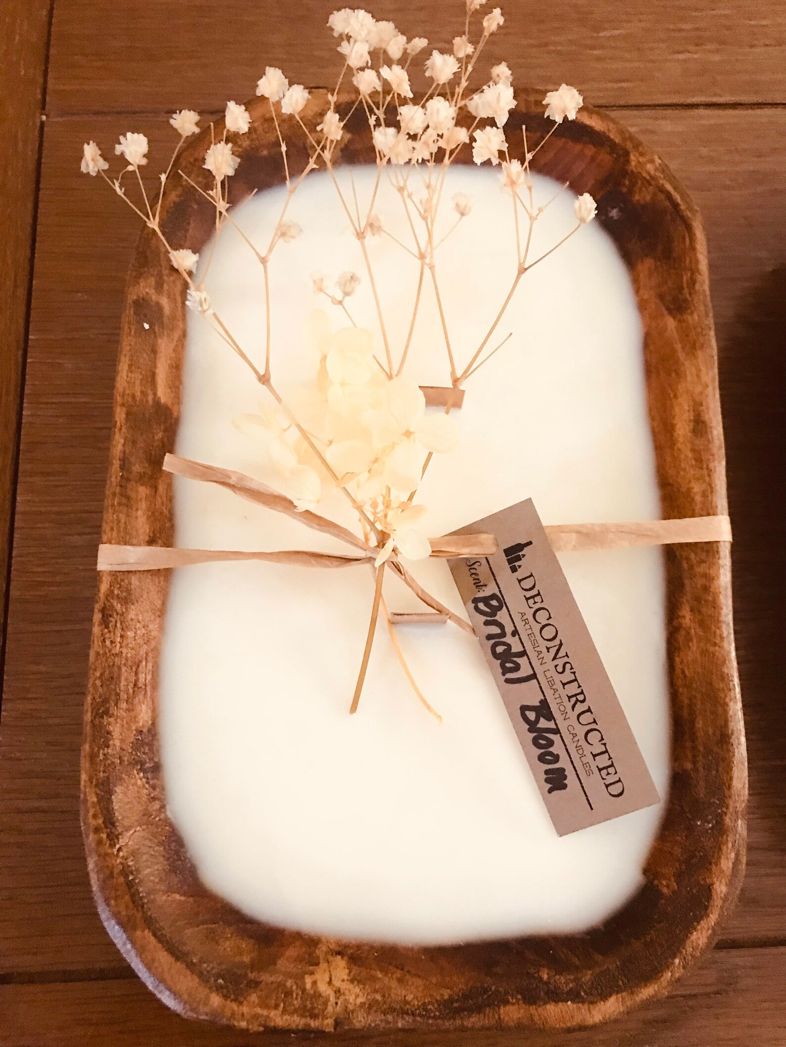 Dough Bowl Candle Bridal Bloom Scent SOY WAX & Wooden Etsy