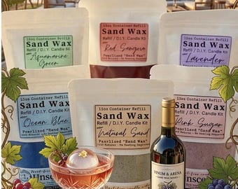 18oz Sand Wax Candle Kit, Wine & Cocktail Scents, DIY Candle Making