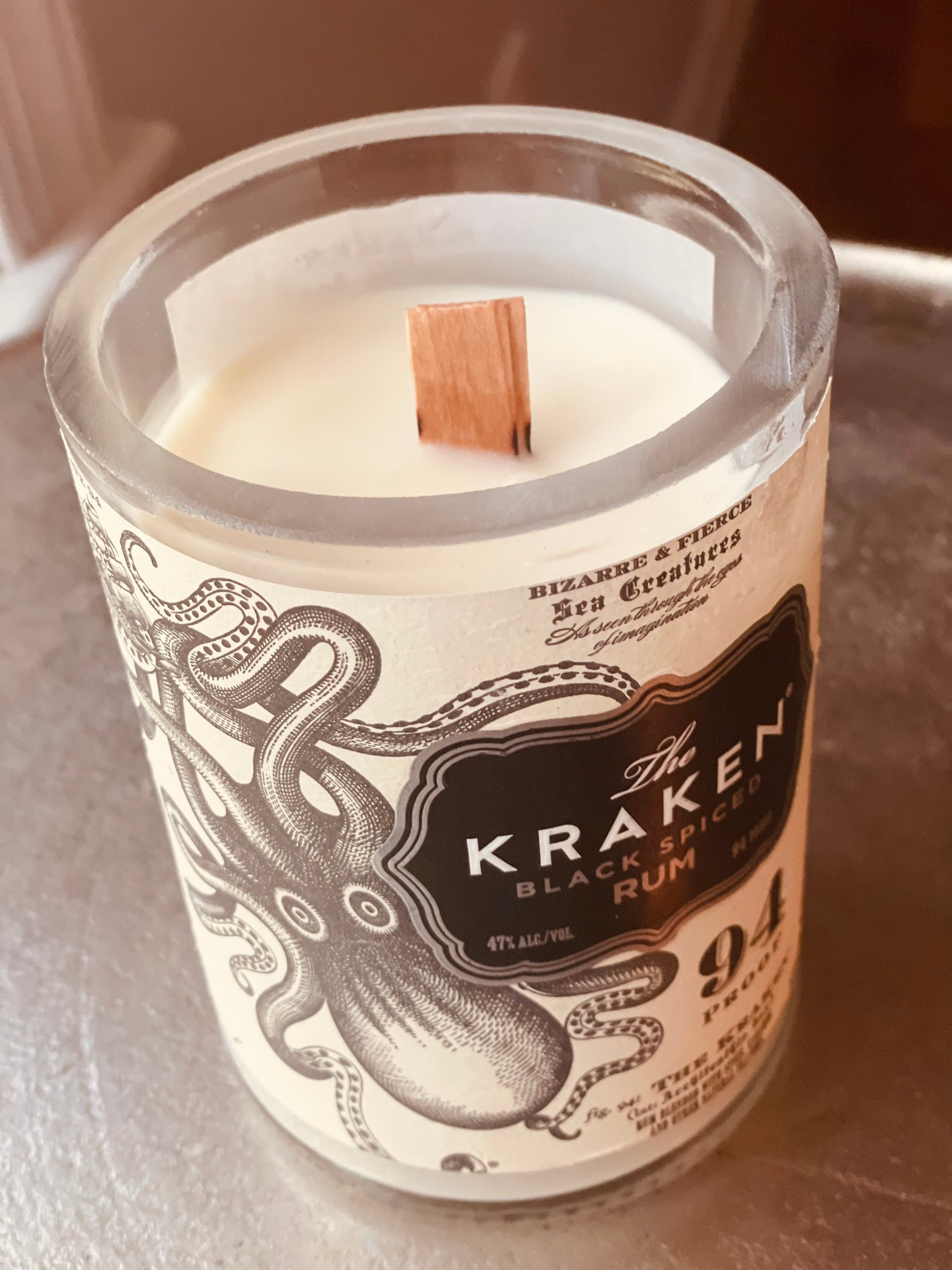 Kraken Spiced Rum Candle - Soy Wax & Wooden Wick - Etsy
