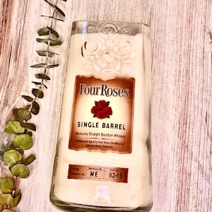 Bourbon candle Four Roses Single Barrel Bourbon Bottle soy candle old fashioned scent whiskey candle bar decor unique candle