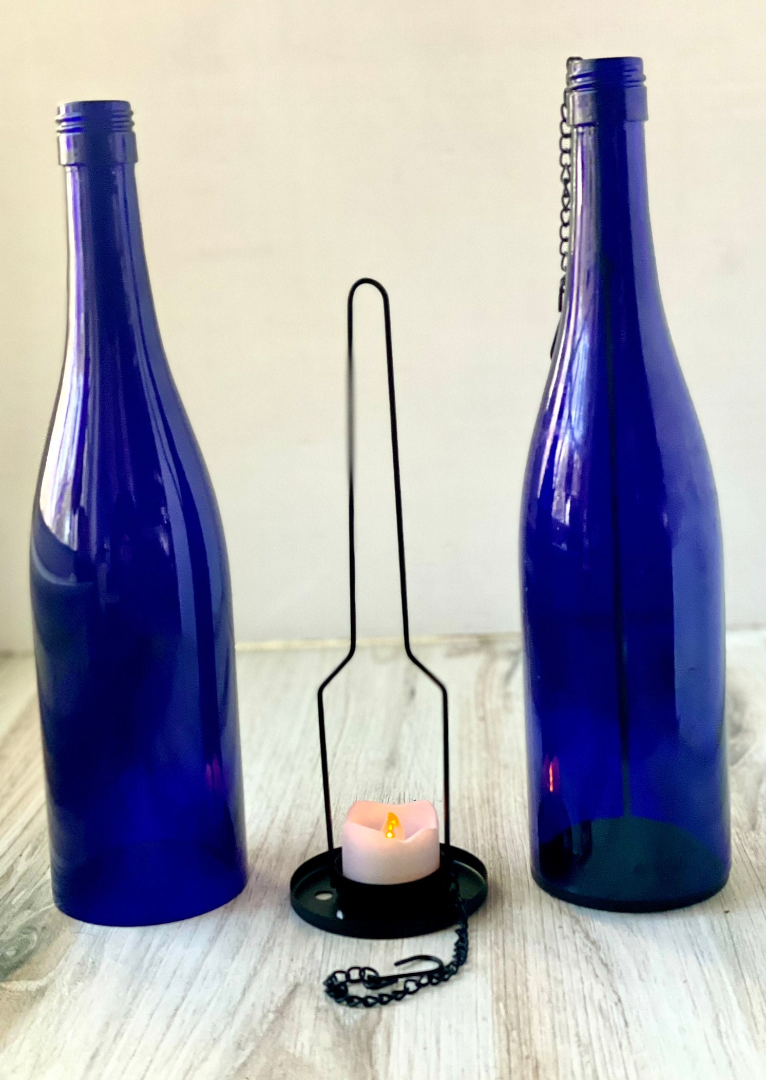 Cobalt Blue Bottle Lantern