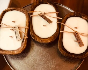 Dough Bowl Candle - wood wick - soy wax “pumpkin pie” scent - deconstructed candles