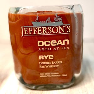 Bourbon candle Jefferson's Ocean bourbon bottle old fashioned scent soy candle wood wick whiskey bourbon decor bourbon bar decor mancave