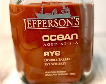 Bourbon candle Jefferson's Ocean bourbon bottle old fashioned scent soy candle wood wick whiskey bourbon decor bourbon bar decor mancave