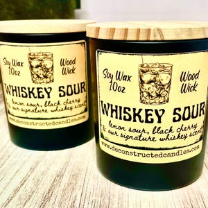 Handcrafted Whiskey Sour Scented Candle soy candle wood wick cozy candle gift for mancave bar decor whisky decor whiskey decor Bourbon