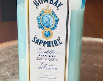 Gin candle - bombay sapphire bottle - lavender gin martini scent