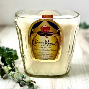 Soy Whiskey candle - Crown Royal Bottle - old fashioned scent - hemp wick - DECONSTRUCTED CANDLES - soy wax