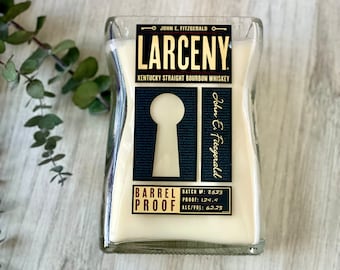 Bourbon candle - Larceny Bottle - old fashioned scented - wood wick - organic soy wax