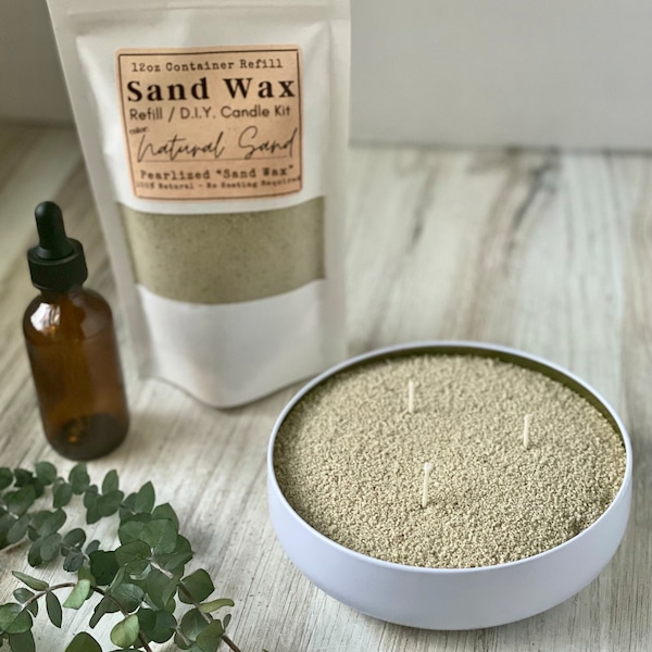 18oz Sand Wax Candle WITH White Tin w/Gold Interior + 100% Natural Sand Wax(choose color) + 2oz fragrance oil(cocktail scents)