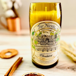 LUXURY wine bottle candle - Chardonnay scented candle - far niente bottle