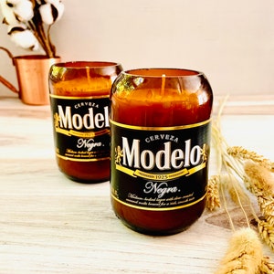 Beer candle soy wax recycled beer bottle candle Modelo Negra Bottle Mexican Lime Lager Scent or choose from 3 masculine themed scents