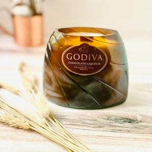 Chocolate candle - Godiva Bottle - chocolate martini scented - soy wax - DECONSTRUCTED CANDLES