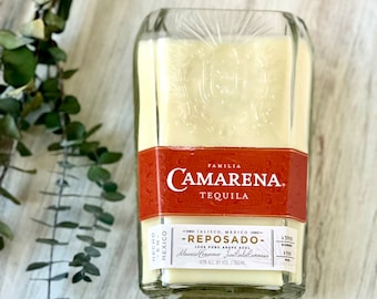 Tequila soy candle - Camarena Reposado bottle - margarita scent - natural cotton wick