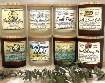 Maryland Delaware Virginia Chesapeake Bay Ocean City Chincoteague themed Candles Eastern Shore Series Soy Wood Wick Unique Gift Beach Decor
