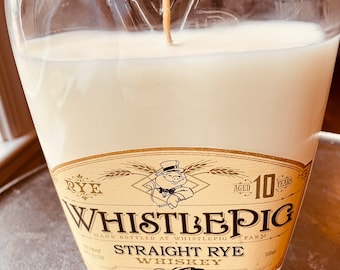 Rye Whiskey candle - old fashioned scent - whistle pig 10yr bottle - DECONSTRUCTED CANDLES - soy wax