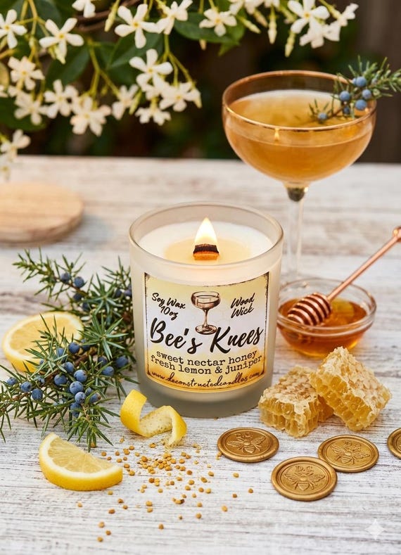 Bees Knees Duftkerze, Honig Zitrone Wacholder, Holzdocht