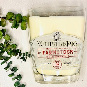 Whiskey candle Whistle Rye bottle old fashioned scent soy candle wood wick whiskey bourbon decor whiskey bar decor mancave unique candle