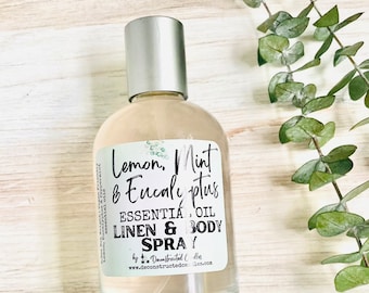 Lemon, Mint and Eucalyptus Essential Oil Room/Linen/Body Spray | 1.7oz or 3.3oz sizes / Phthalate Free & Vegan Friendly