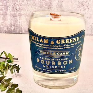 Bourbon candle Milam & Greene Bourbon Bottle soy candle old fashioned scent whiskey candle bar decor unique candle
