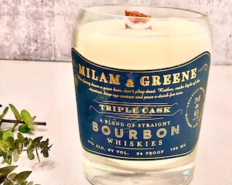 Vela Bourbon Milam & Greene, aroma a la antigua, mecha de madera
