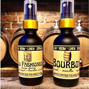 Bourbon Whiskey Room spray linen spray home fragrance WHISKEY THEMED SCENTS Bourbon or Old Fashioned bar decor bourbon decor whiskey mancave