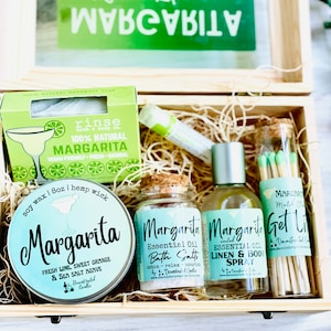Margarita Deluxe Wooden GiftBox - Margarita Scent Box - Margarita Themed gift Set - Handmade/organic/natural - Essential Oils