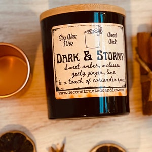 10oz SOY Candle - Dark & Stormy Scent - Wood Wick - Organic soy wax - Black Matte Glass Container
