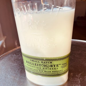 Soy Whiskey candle old fashioned scent Bulleit Rye Bottle soy wax hemp wick image 1