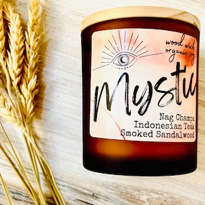 Mystic candle wood wick handmade 100% soy candle Mystic Scent unique candle gift aromatherapy candle gift halloween candle