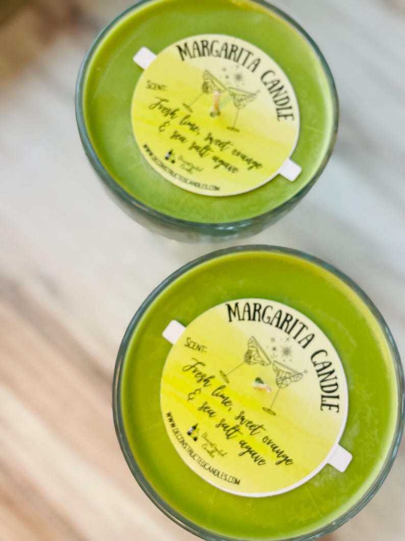 Margarita Glass Candle - Margarita Scented - Organic Soy Wax - Hemp Wick - Gift bag included image 6