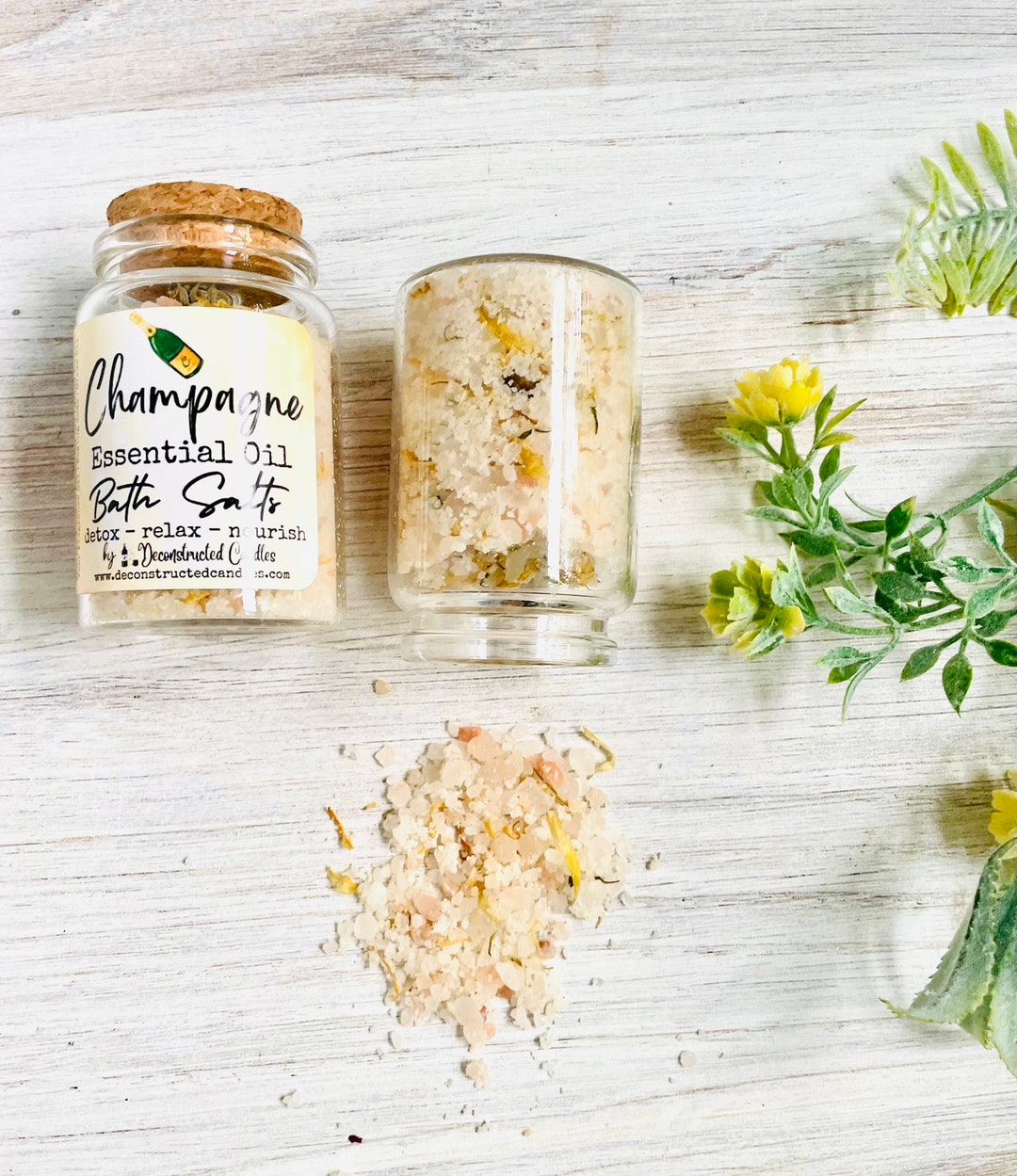 4oz Champagne Essential Oil Bath Salts Pink Himalayan Sea Salt, Baking