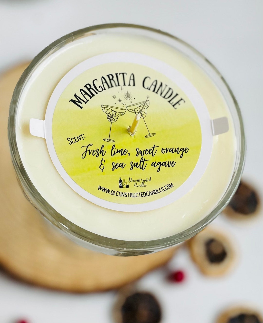 Margarita Glass Candle Margarita Scented Organic Soy Wax Hemp Wick Gift