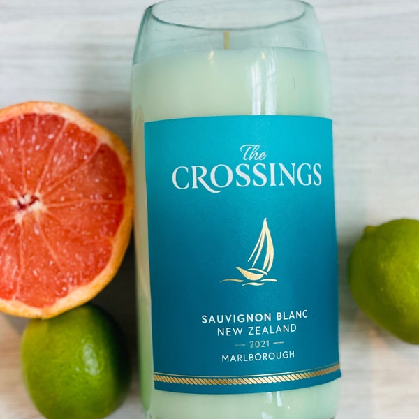 Sauvignon Blanc Wine Candle   crossings bottle  Sauvignon Blanc scented   DECONSTRUCTED CANDLES   soy wax