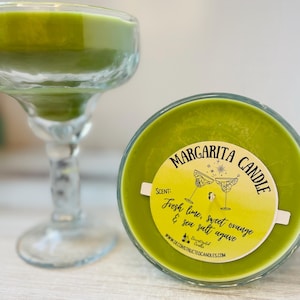 Margarita Glass Candle - Margarita Scented - Organic Soy Wax - Hemp Wick - Gift bag included