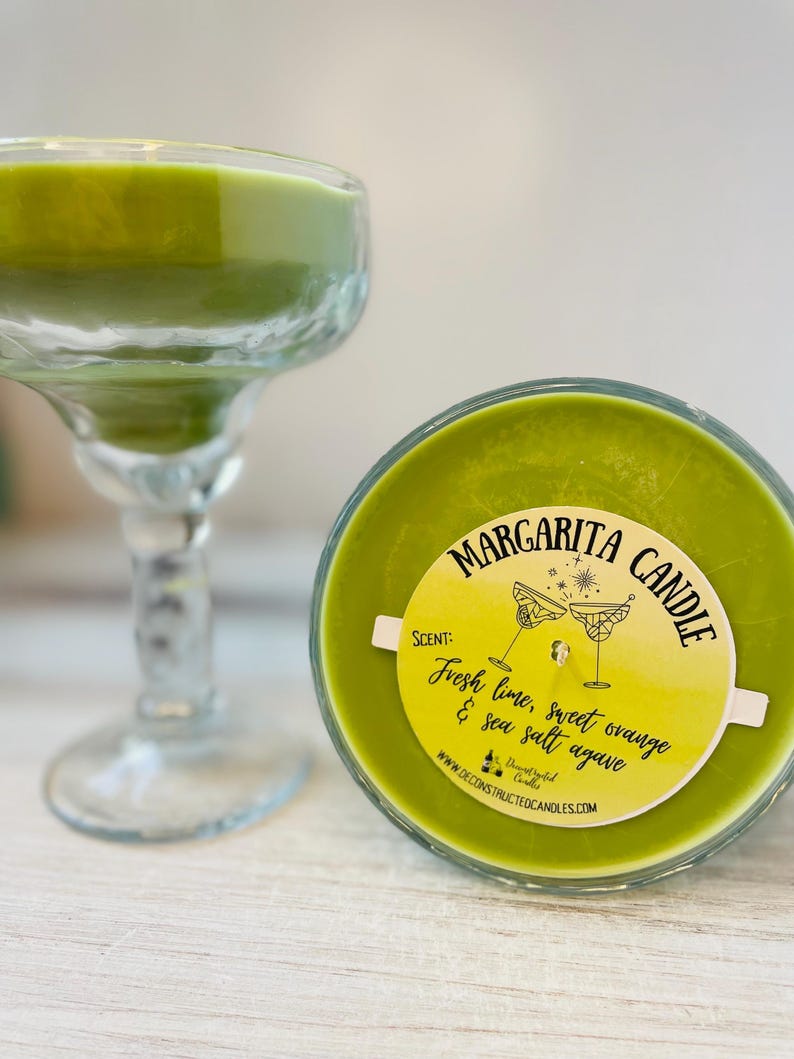 Margarita Glass Candle - Margarita Scented - Organic Soy Wax - Hemp Wick - Gift bag included image 1