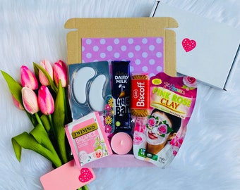 Mini paquete de mimos de cuidado personal para ella, Mini abrazo de buzón en una caja, Regalo para una amiga, Mini kit de spa para ella, Regalo pensando en ti