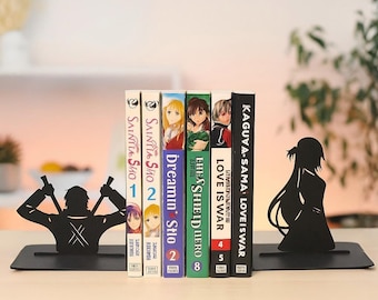 Metal Manga Bookends: Anime Lover Gift, Otaku Room Decor