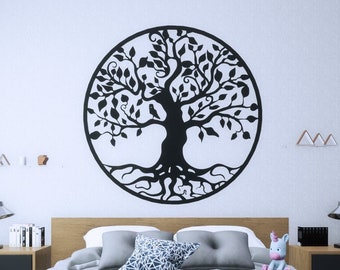 Metal Tree of Life Wall Art, Round Nature Decor
