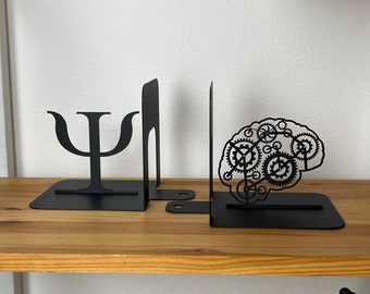 Bookends Psychology Metal Art Unique Book End Brain Therapist Office Decor Psychologist Gift for Book Lover Psychiatry Bookend Mental Health