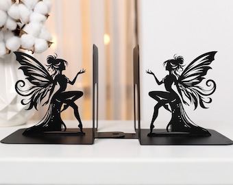 Book Lover Gift Fairy Bookends Fantasy Bookshelf Decor Metal Book Ends Butterfly Unique Bookend Gift for Girls Fairycore Home Decoration